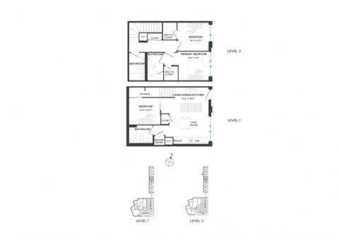Floor plan for 3 beds, 3 baths, 1040 sqft
